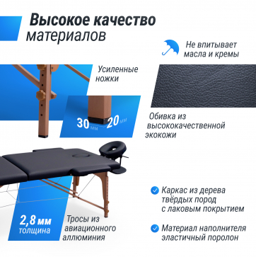 Массажный стол UNIX Standard 3 Section Black - 8
